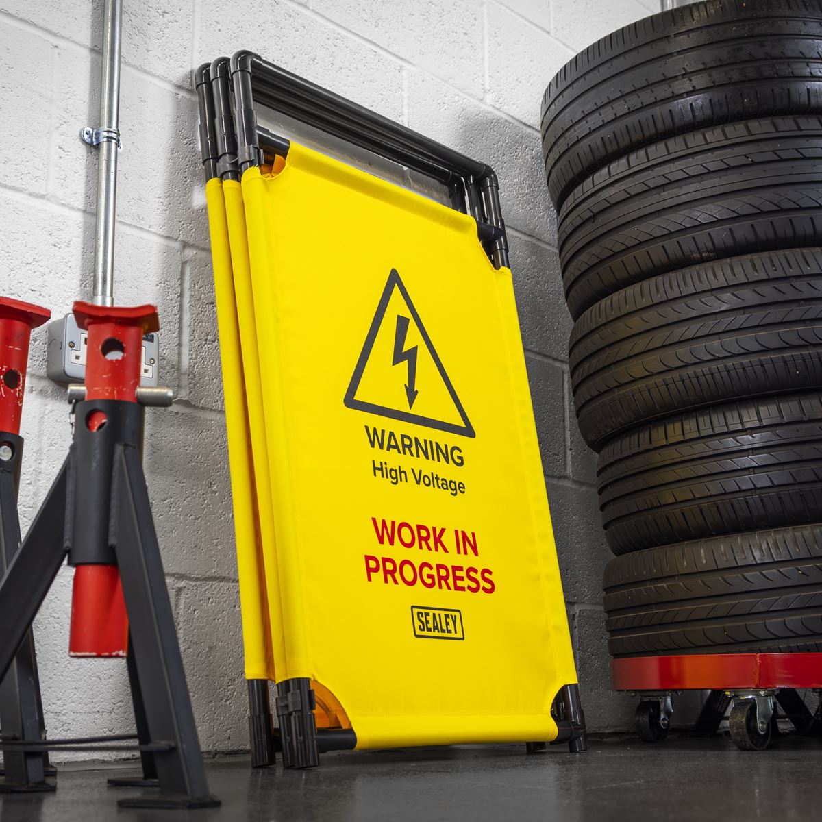 Sealey Folding Safety Barrier for Hybrid Electric Vehicles  White Rose Tools