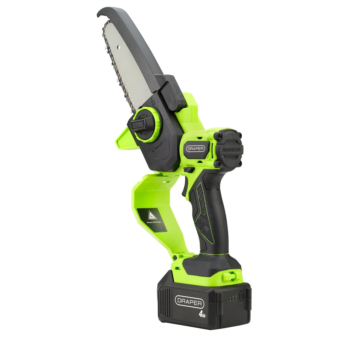 Draper 18V Brushless Mini Pruner Saw 1 x 4.0Ah Battery 1 x Charger 31872  White Rose Tools