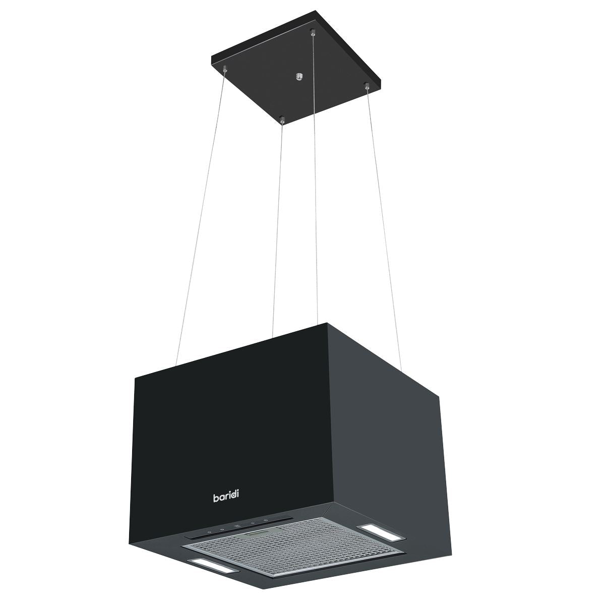 Baridi Square Island Cooker Hood 40cm - Black  White Rose Tools