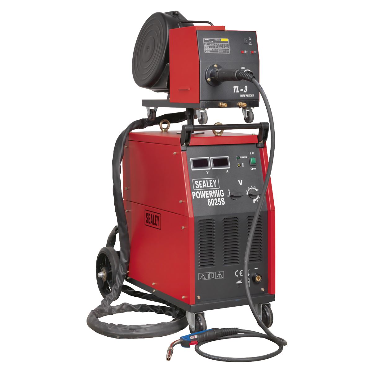 Sealey Professional MIG Welder 250A 415V 3ph with Binzel® Euro Torch & Portable Wire Drive