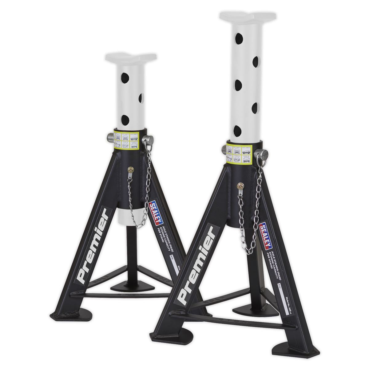 Sealey Premier Premier Axle Stands (Pair) 6 Tonne Capacity per Stand - White 