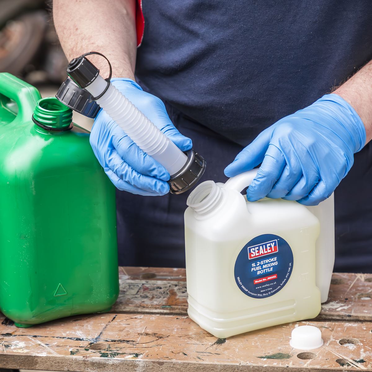 Sealey 2-Stroke Fuel Mixing Bottle 1L  White Rose Tools