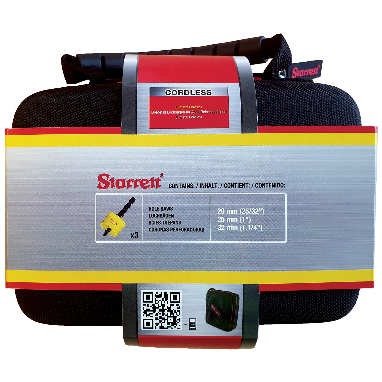 Starrett Cordless Smooth Cut CSC Electricians Holesaw Kit 3 Piece 20 mm 25 mm 32 mm BF1420 KCS03001 