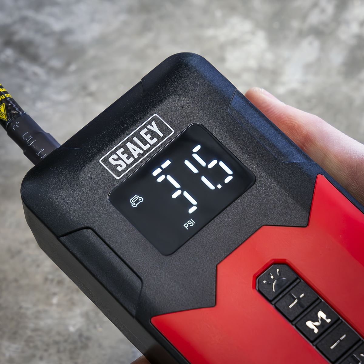 Sealey Rechargeable Tyre Inflator & Power Bank with Worklight 12V  White Rose Tools