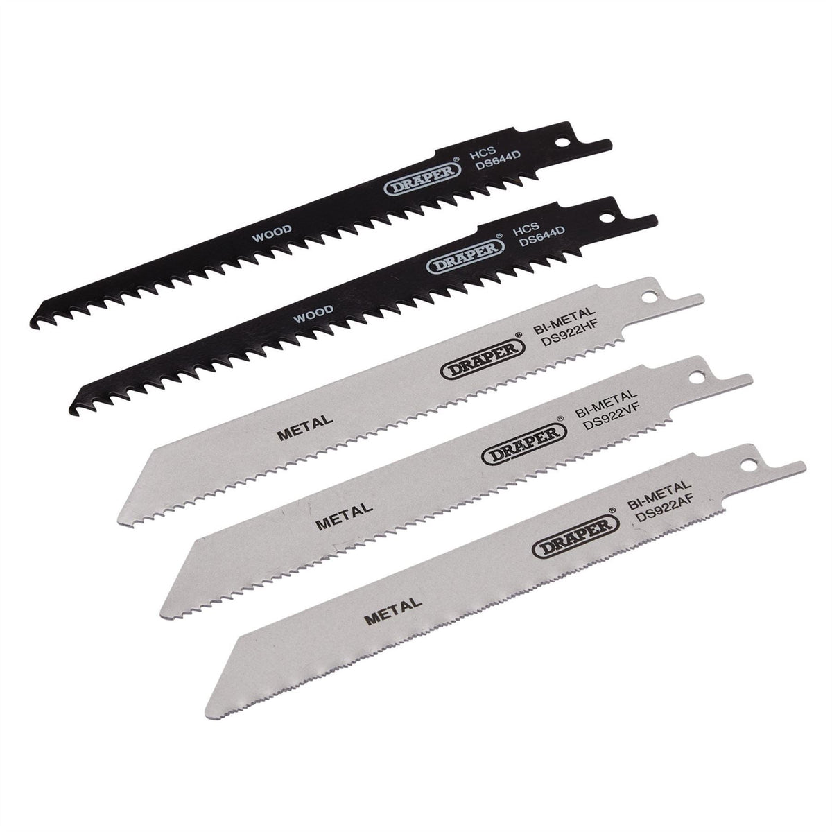 Draper Assorted Reciprocating Saw Blades for Multi-Purpose Cutting 150mm (Pack of 5) 52517  White Rose Tools