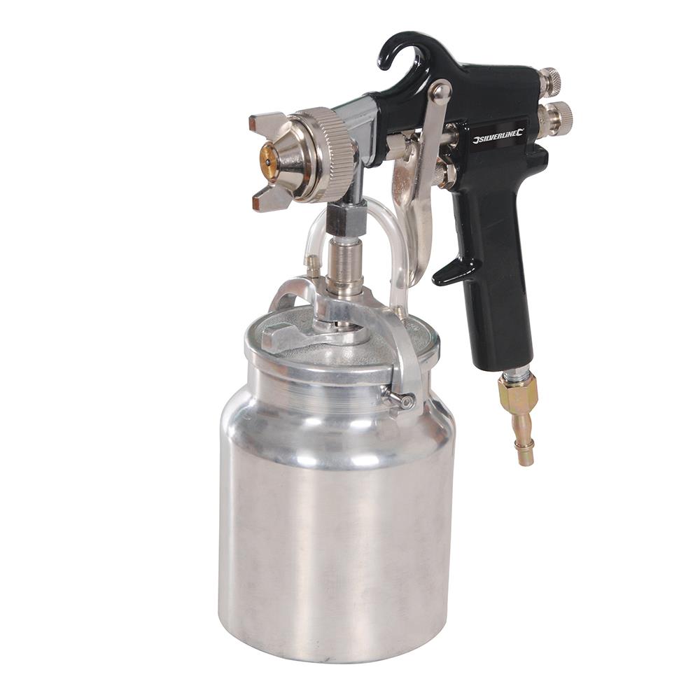 Silverline 1000ml High Pressure Spray Gun Adustable Pattern 1/4" Air Tool