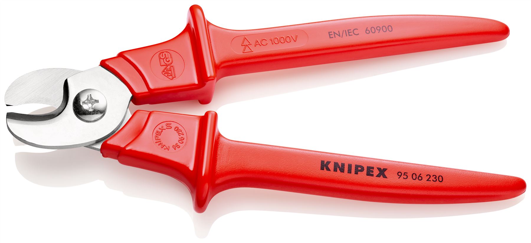 KNIPEX Cable Shears Cutters VDE Insulated Cuts Cable up to 16mm Diameter 230mm Plastic Insulated Handles 95 06 230
