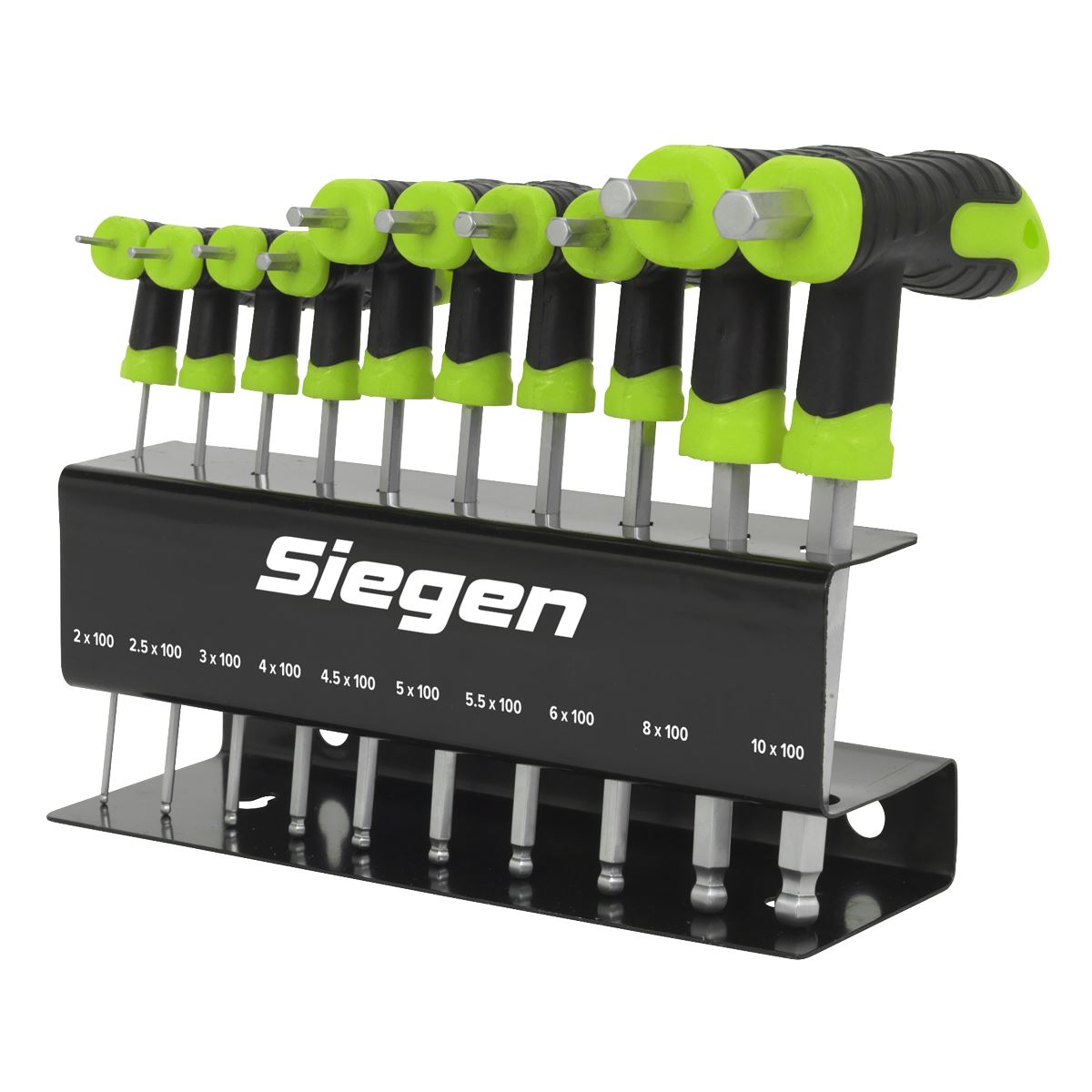 Siegen 10 Piece T-Handle Ball End Hex Key Set 2-10mm Allen Allan Keys Metal Stand