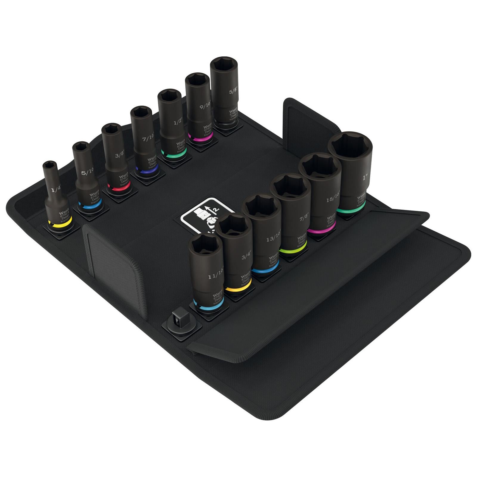 Wera Impact Socket Set Deep 3/8" Drive 13 Pieces 8790 B Impaktor Deep Imperial Set 1 in Case