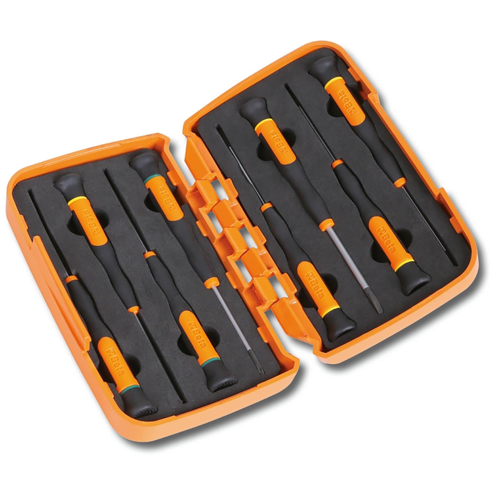 Beta Tools Micro Screwdriver Set Colour Coded in Hard Case 8 Pieces Phillips Slotted 1257LPH/S8