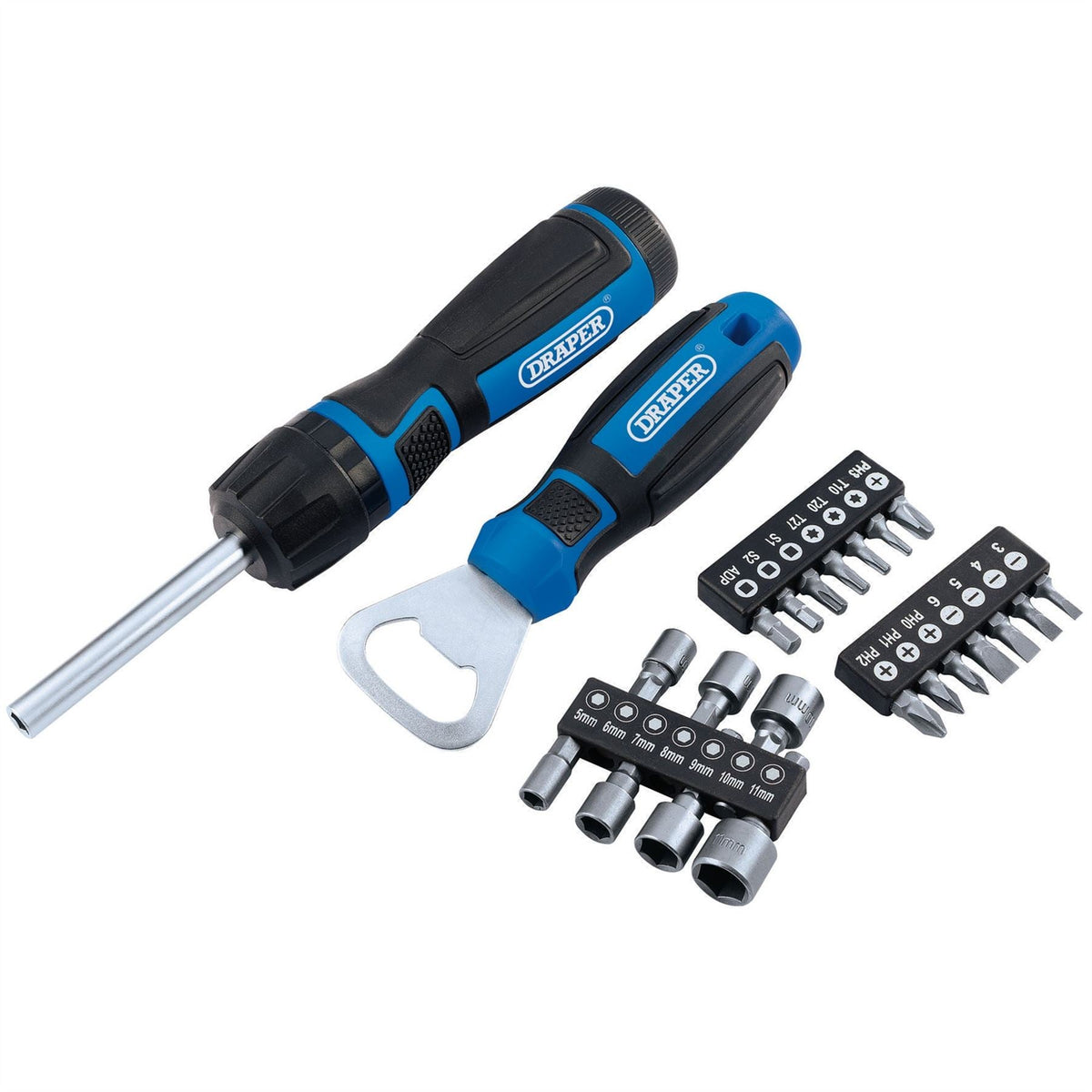 Draper Ratchet Screwdriver (23 Piece) 70443  White Rose Tools