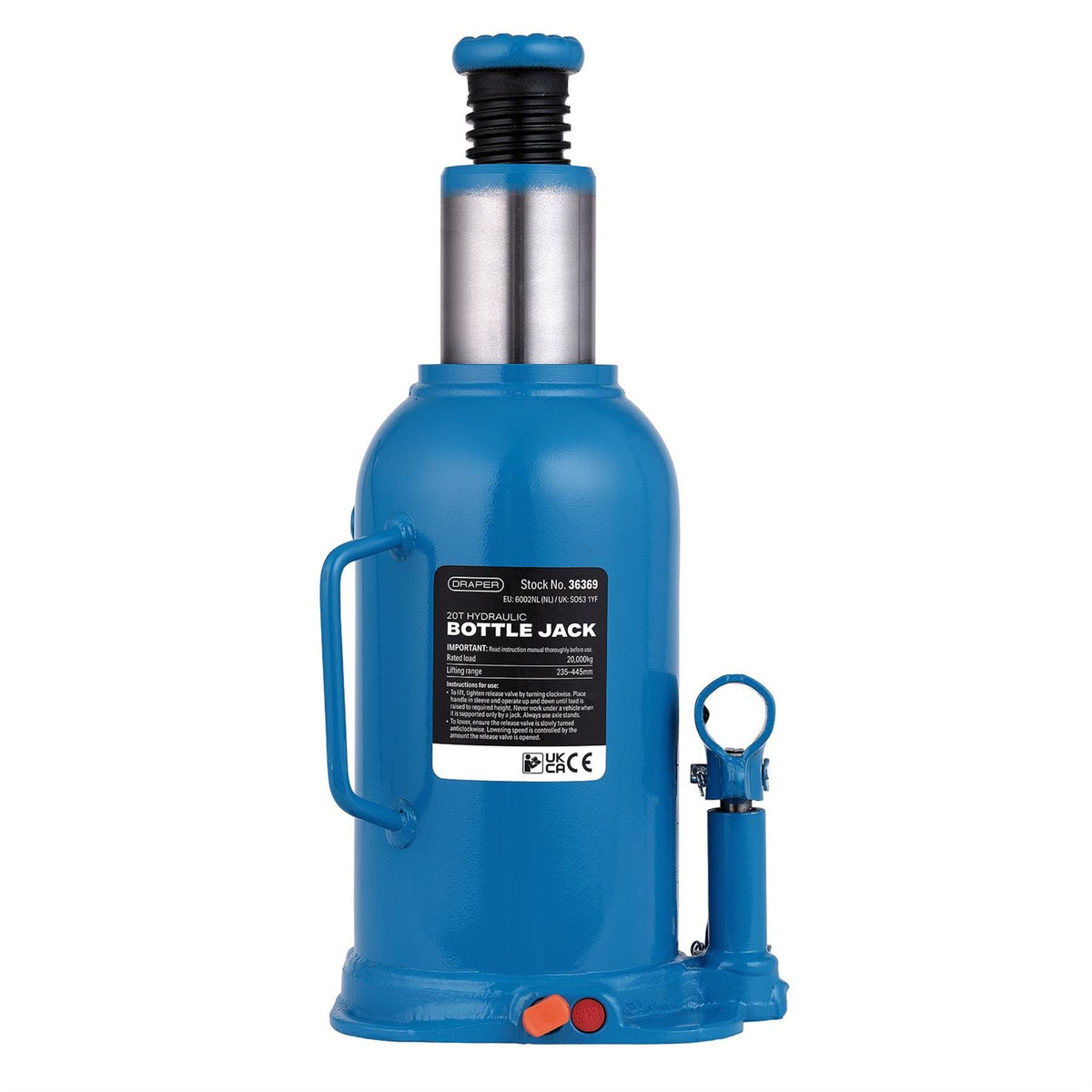 Draper Hydraulic Bottle Jack 20 Tonne 36369  White Rose Tools