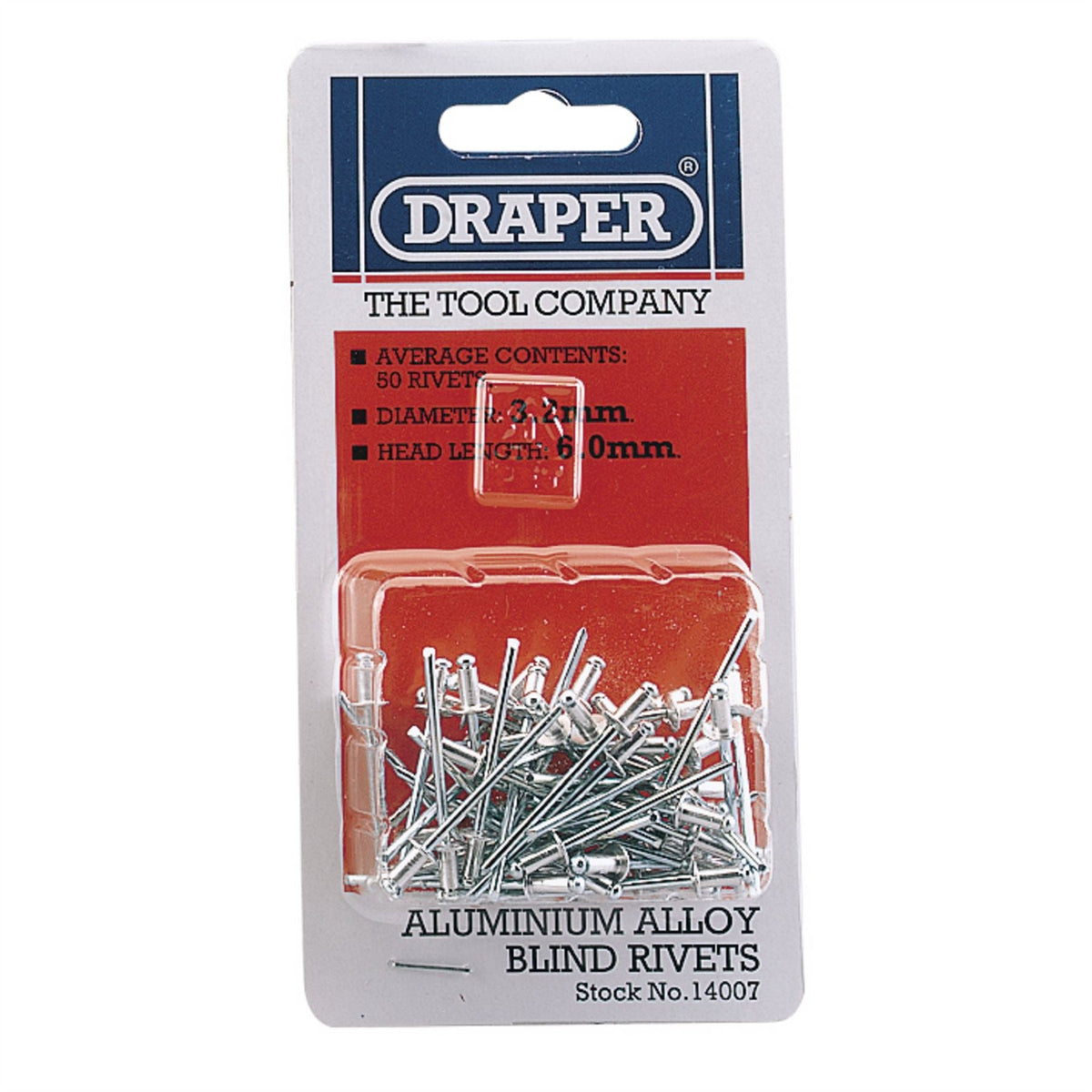 Draper Blind Rivets 3.2 x 5.2mm (50 Piece) 14007  White Rose Tools