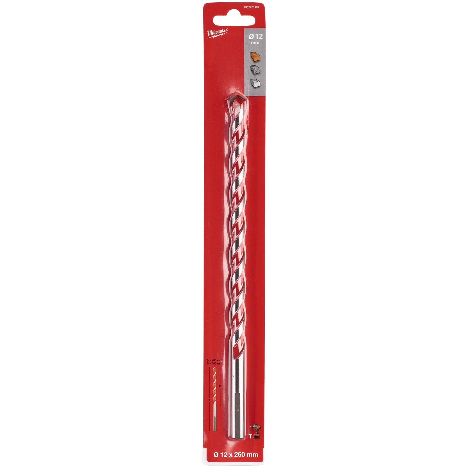Milwaukee Premium Concrete Masonry Drill Bits 3 Flat Shank Hammer and Rotary 