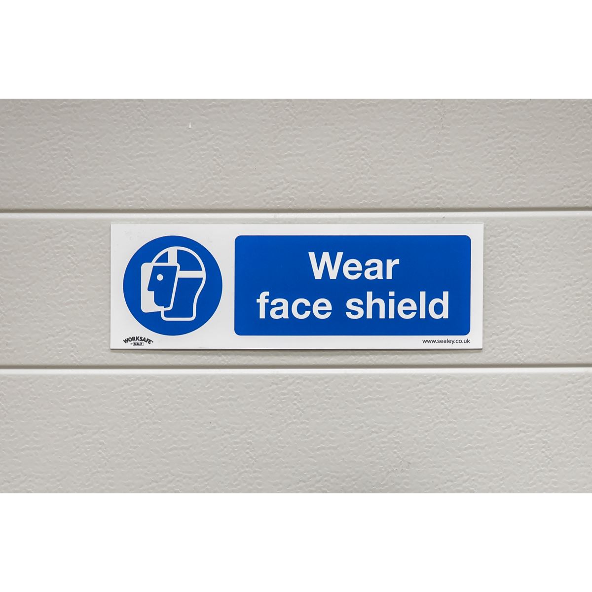 Worksafe by Sealey Mandatory Safety Sign - Wear Face Shield - Self-Adhesive Vinyl - Pack of 10