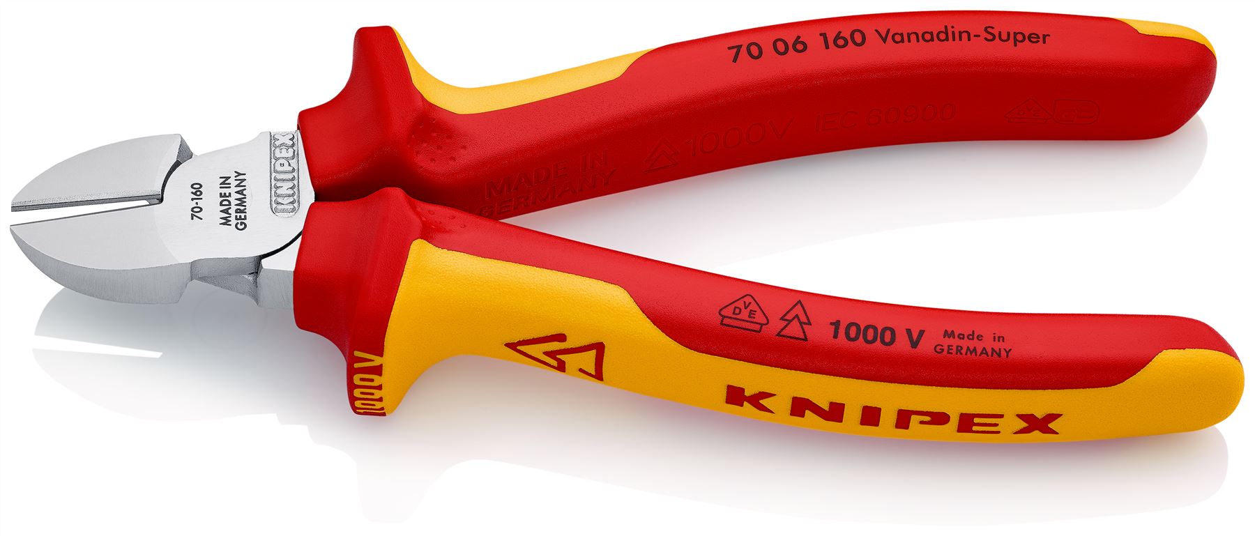 KNIPEX Diagonal Cutting Pliers Side Cutters 160mm VDE Insulated Multi Component Grips 70 06 160 SB