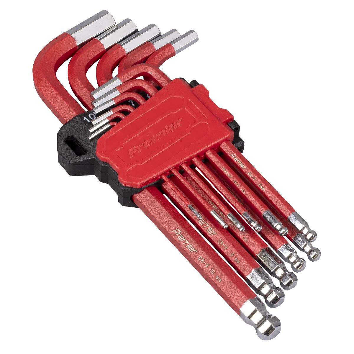 Sealey Premier Ball-End Hex Key Set Long Metric 11pc  White Rose Tools