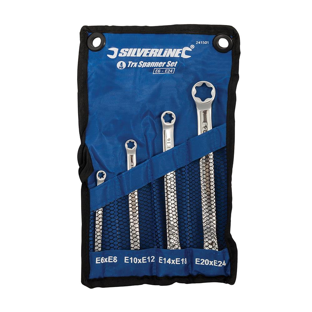 Silverline 4 Piece Trx Spanner Set E6-E24 High Torque Mechanic