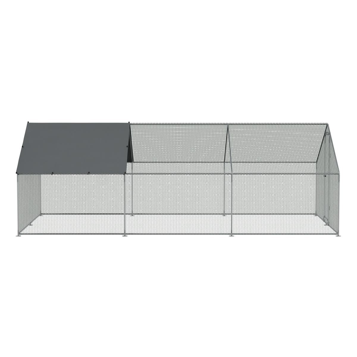 Dellonda 3 x 6 x 2m Walk-In Chicken Run, Galvanized Steel, Roof Cover, PVC Coated Chicken Wire