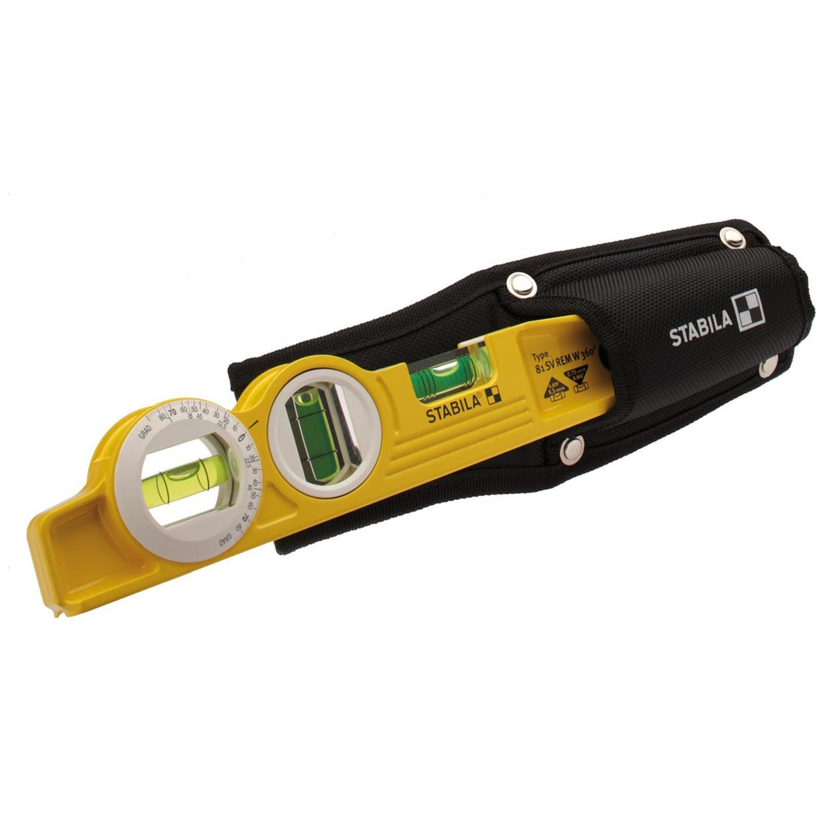 STABILA Torpedo Spirit Level 25cm with Belt Pouch Type 81 SV REM W360 16670  White Rose Tools