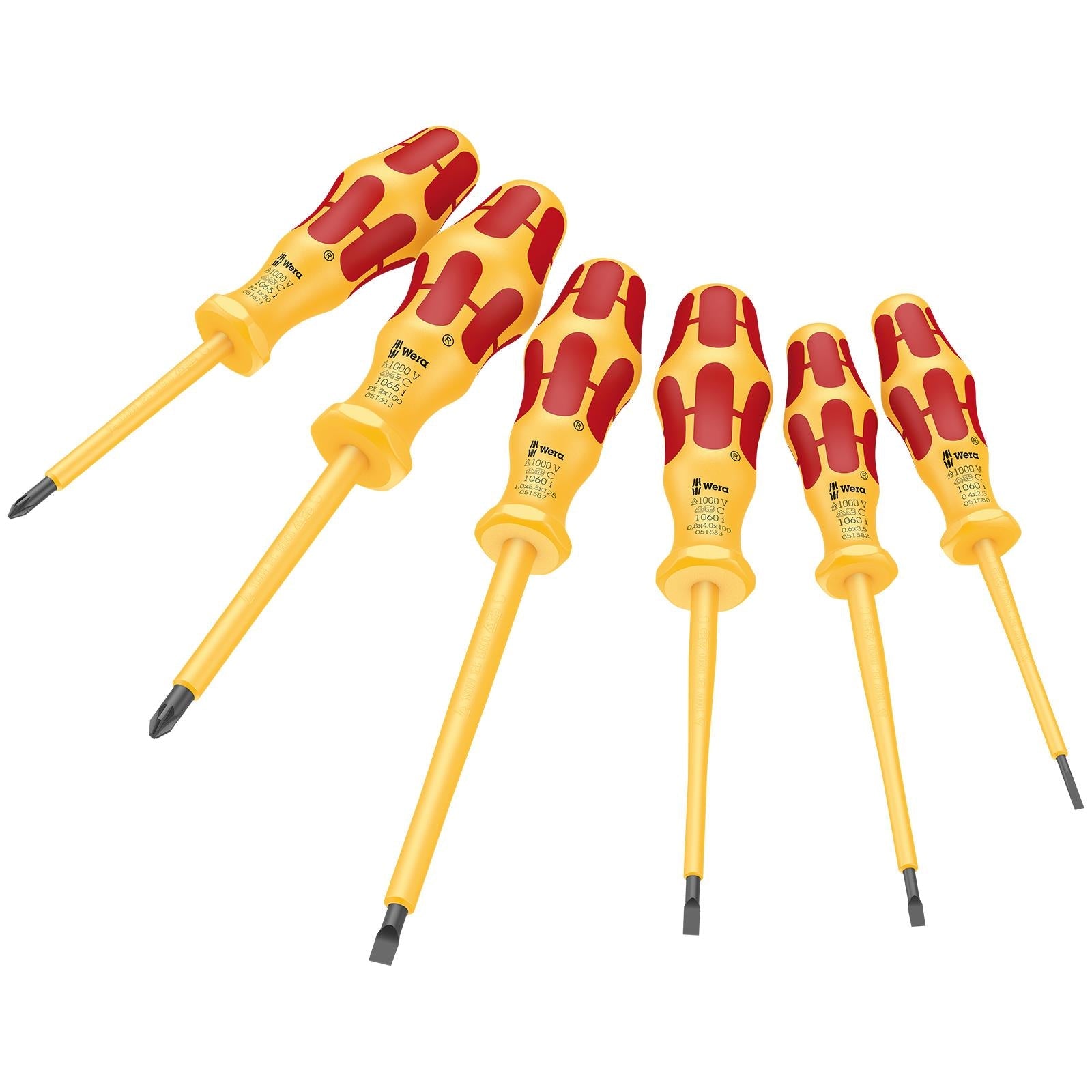 Wera Screwdriver Set Kraftform VDE 6 Pieces Pozi Slotted 1060 i/1065 i/6 