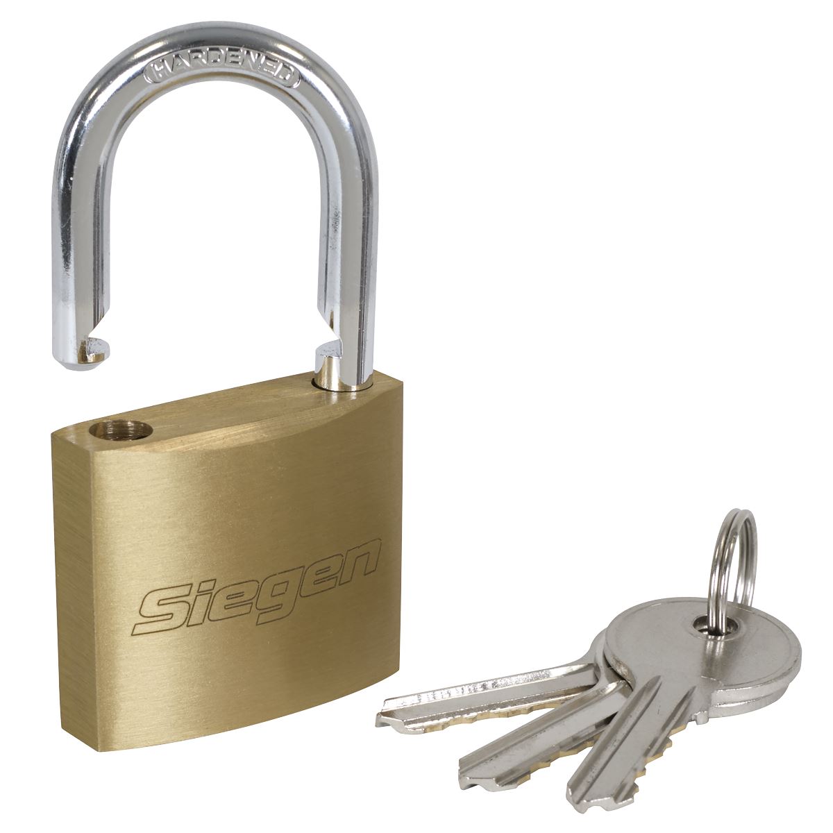 Siegen by Sealey Brass Body Padlock with Brass Cylinder Keyed Alike - Pack of 4