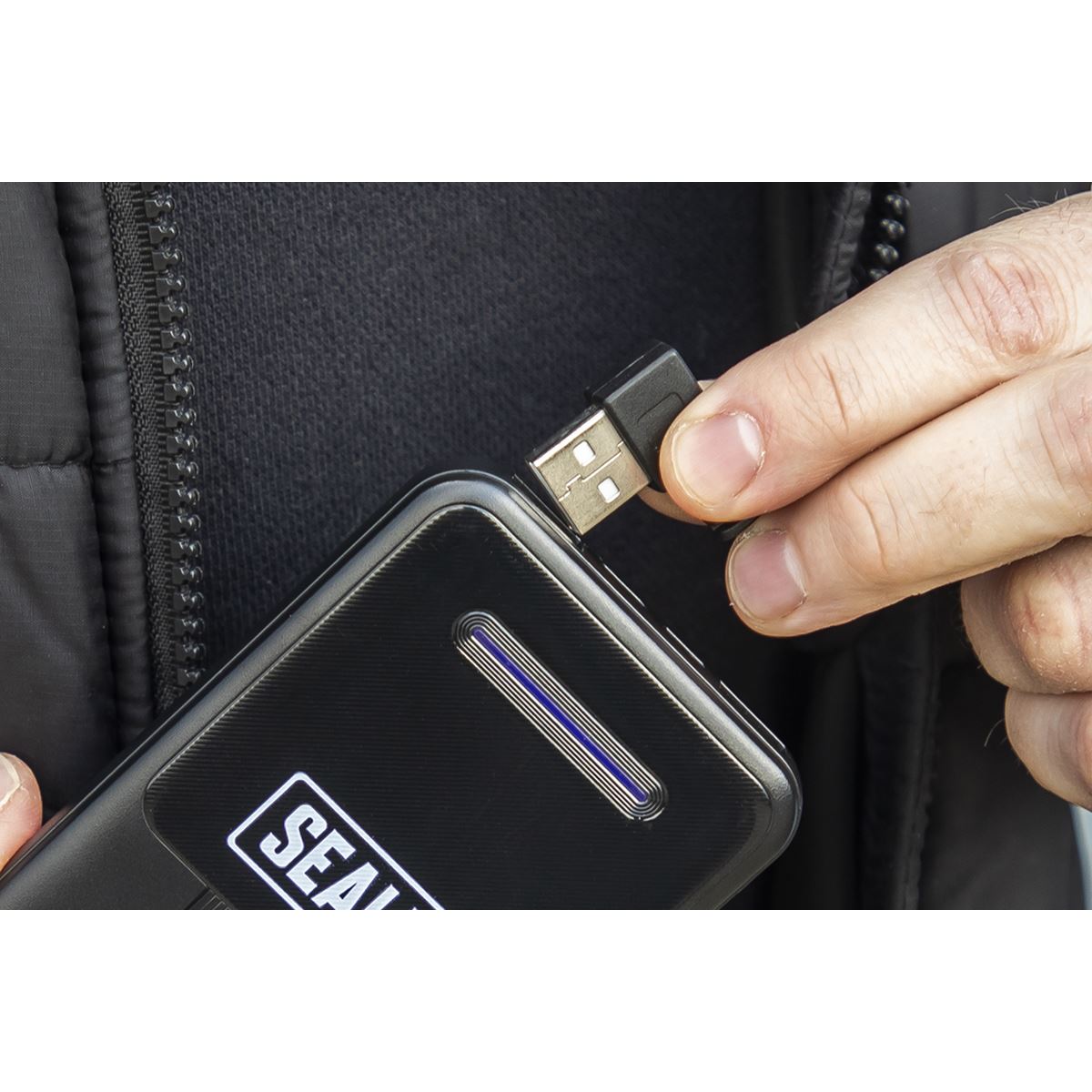 Sealey 5V Heated Rain Jacket - Small with Power Bank 20Ah