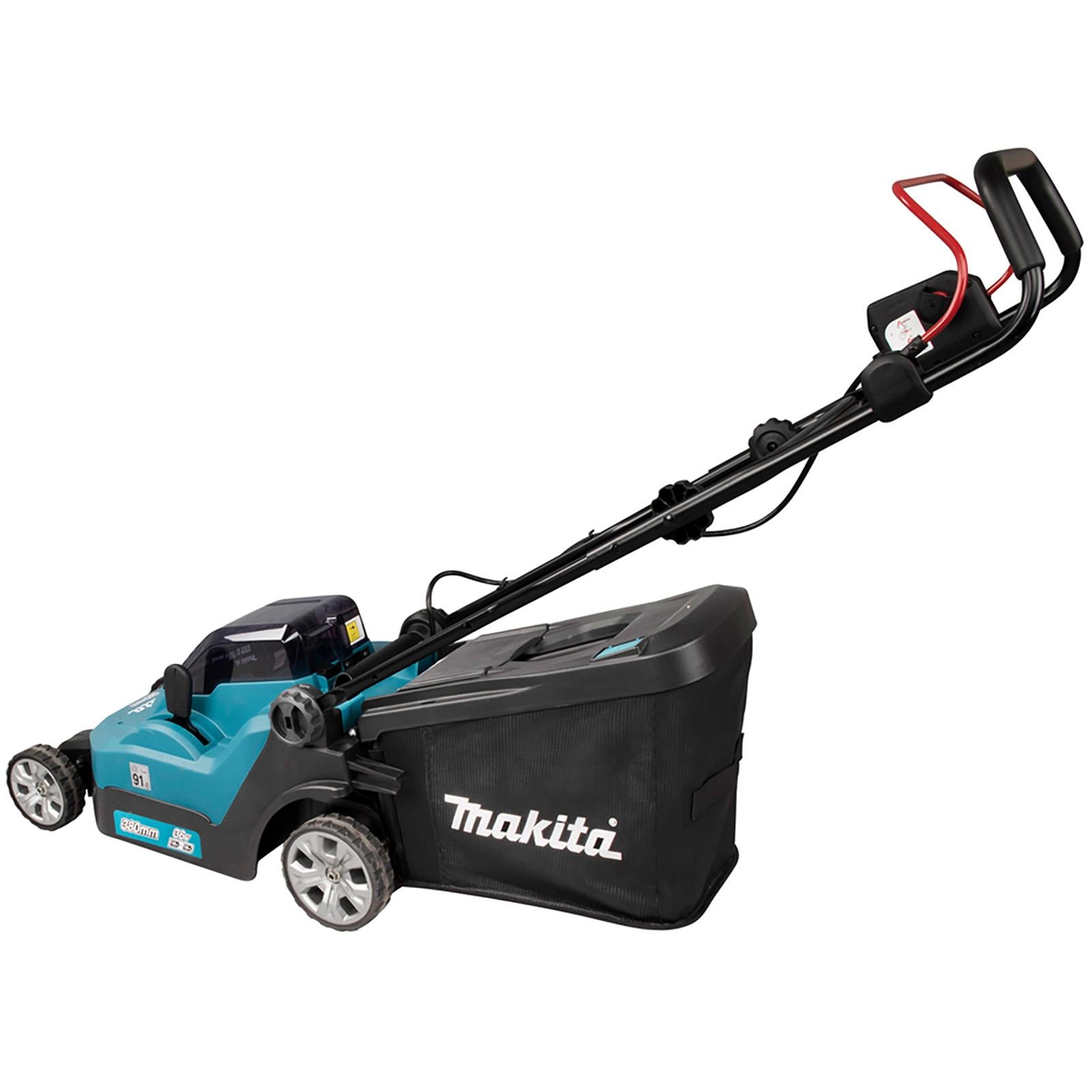 Makita 38cm Lawn Mower Kit Twin 18V LXT Li-ion Cordless Garden Grass Outdoor 2 x 6Ah Battery and Dual Rapid Charger DLM382PG2