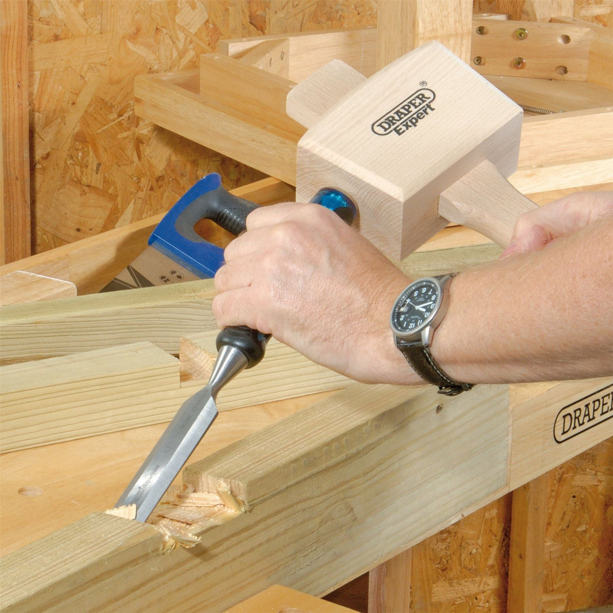Draper Expert Soft Grip 'Pound Thru' Bevel Edge Wood Chisel 25 x 140mm 24408  White Rose Tools