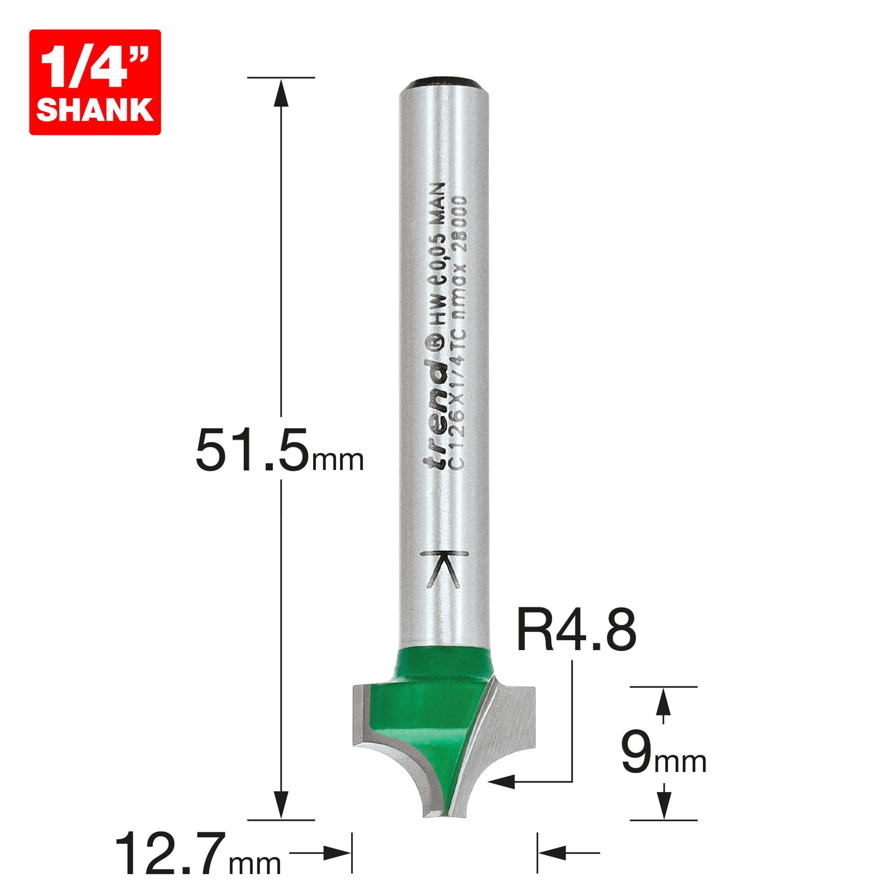 Trend Rounding Over 4.8mm Radius X 12.7mm Cut  C126X1/4TC