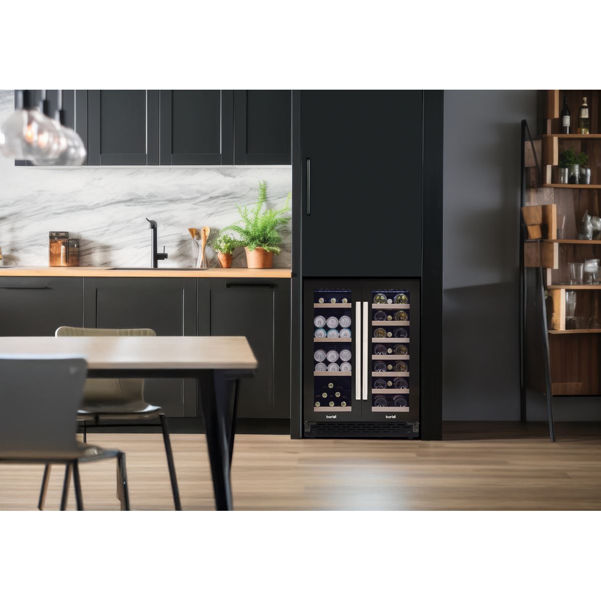 Baridi 60cm Dual Zone Wine Cooler and Drinks Fridge 40 Bottle/120 Can Built-In Under Counter/Freestanding Glass Fronted Bar Drinks Fridge Chiller