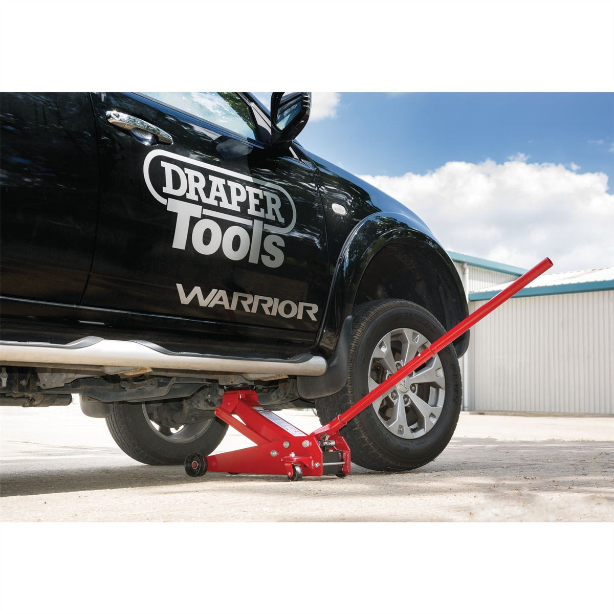 Draper Heavy Duty Garage Trolley Jack 3 Tonne Red 60977  White Rose Tools