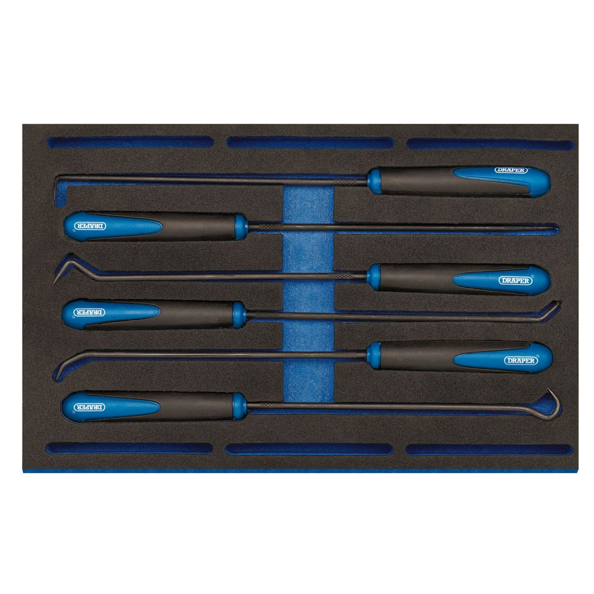 Draper Long Reach Hook and Pick Set in 1/4 Drawer EVA Insert Tray (6 Piece) 63494  White Rose Tools