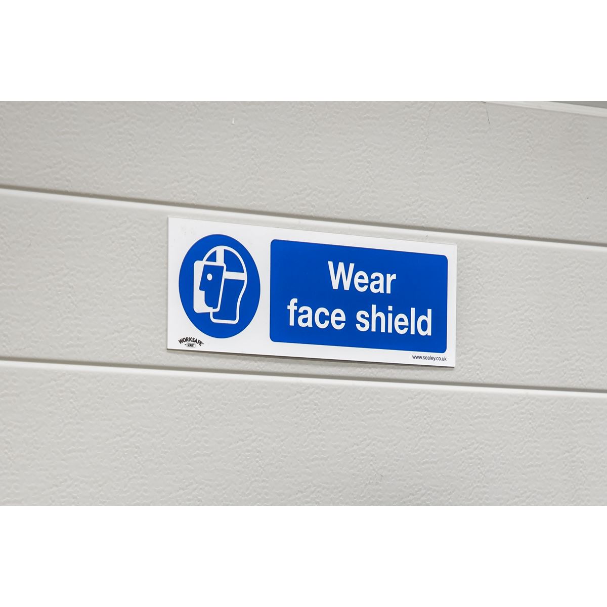 Worksafe by Sealey Mandatory Safety Sign - Wear Face Shield - Rigid Plastic - Pack of 10