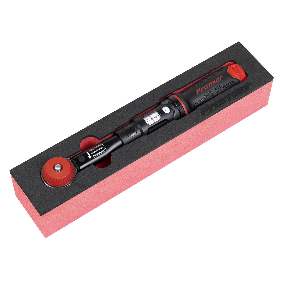 Sealey Premier Black Calibrated Micrometer Torque Wrench with 1/4"Sq Push-Through Drive 5-25Nm  White Rose Tools