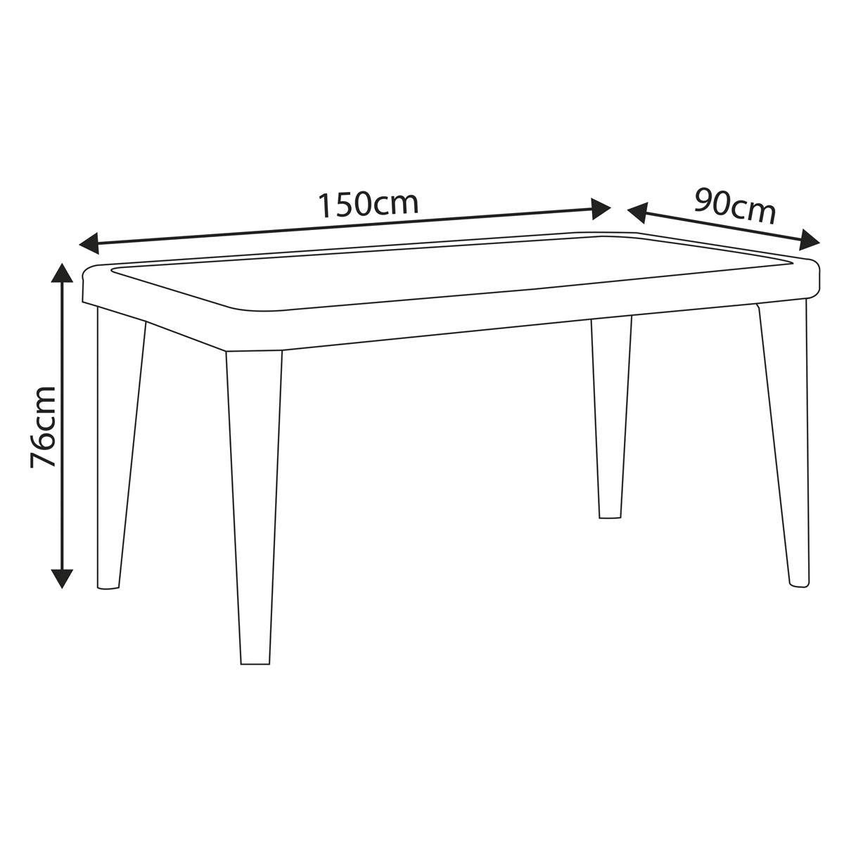 Dellonda Outdoor Dining Table Weather Resistant Body Glass Table 90x150cm