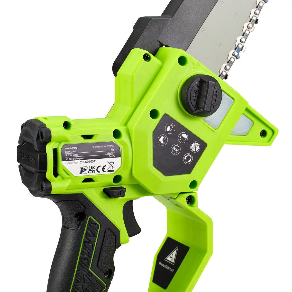 Draper 18V Brushless Mini Pruner Saw 1 x 4.0Ah Battery 1 x Charger 31872  White Rose Tools