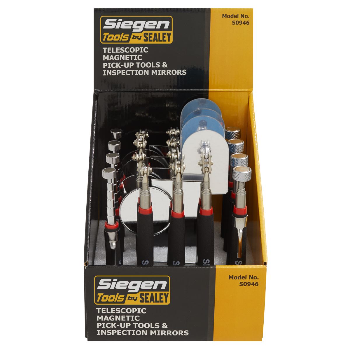 Siegen by Sealey Telescopic Magnetic Pick-Up Tools & Inspection Mirrors - Display Box of 20