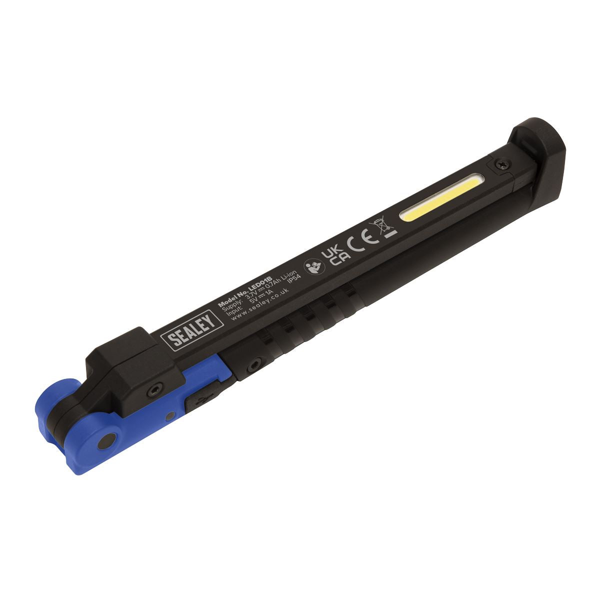 Sealey Rechargeable Slim Folding Pocket Light 2 COB & 1 SMD LED - Blue 