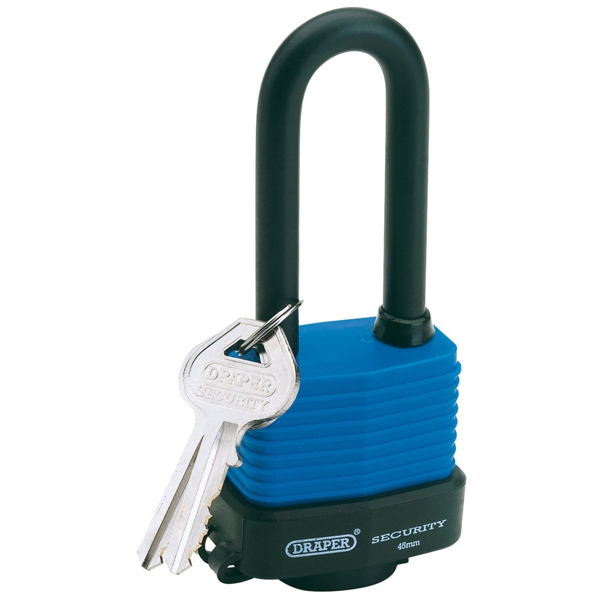 Draper Laminated Steel Padlock with Extra Long Shackle 45mm 64177  White Rose Tools