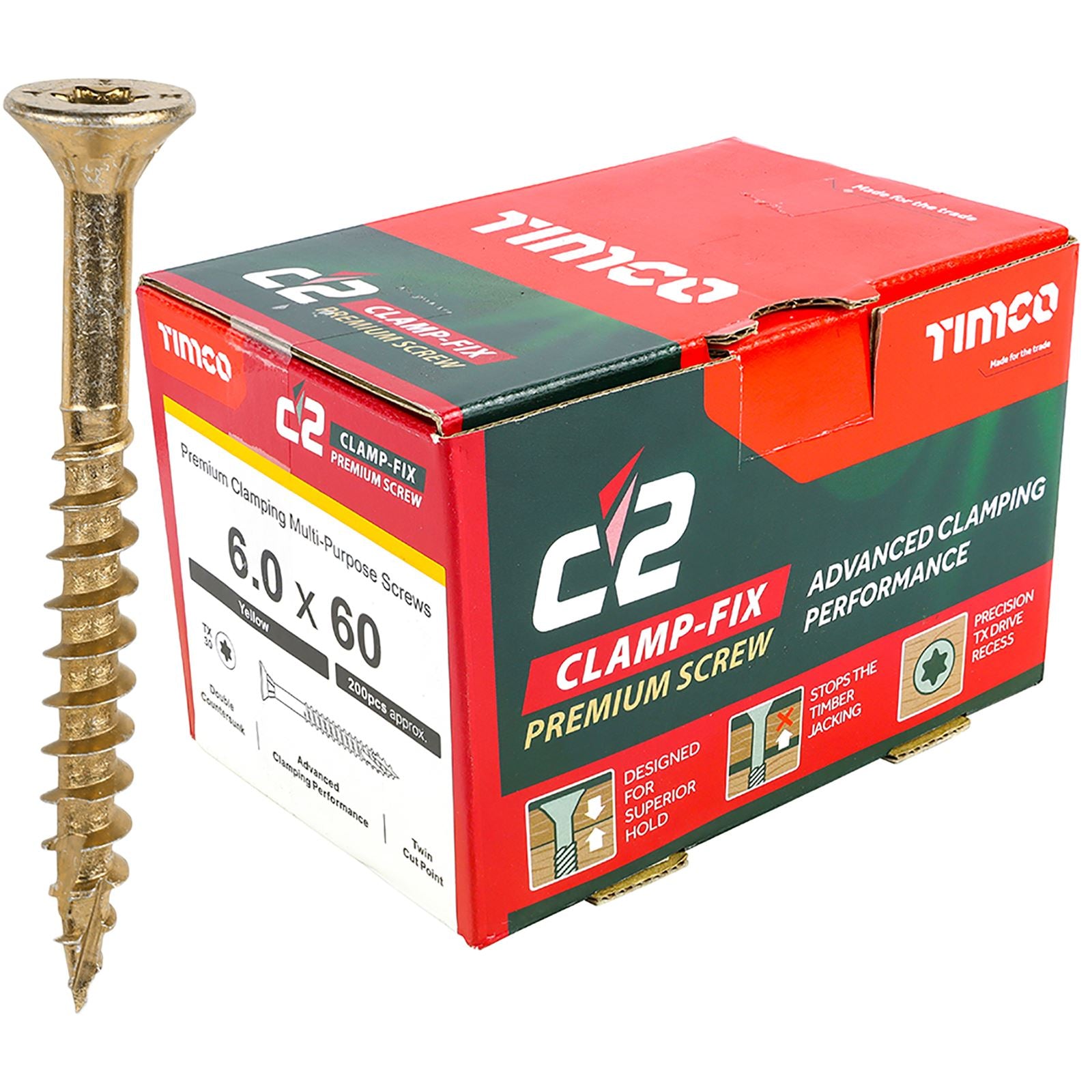 TIMCO C2 Clamp Fix Torx Premium Wood Screws Boxed Double Countersunk