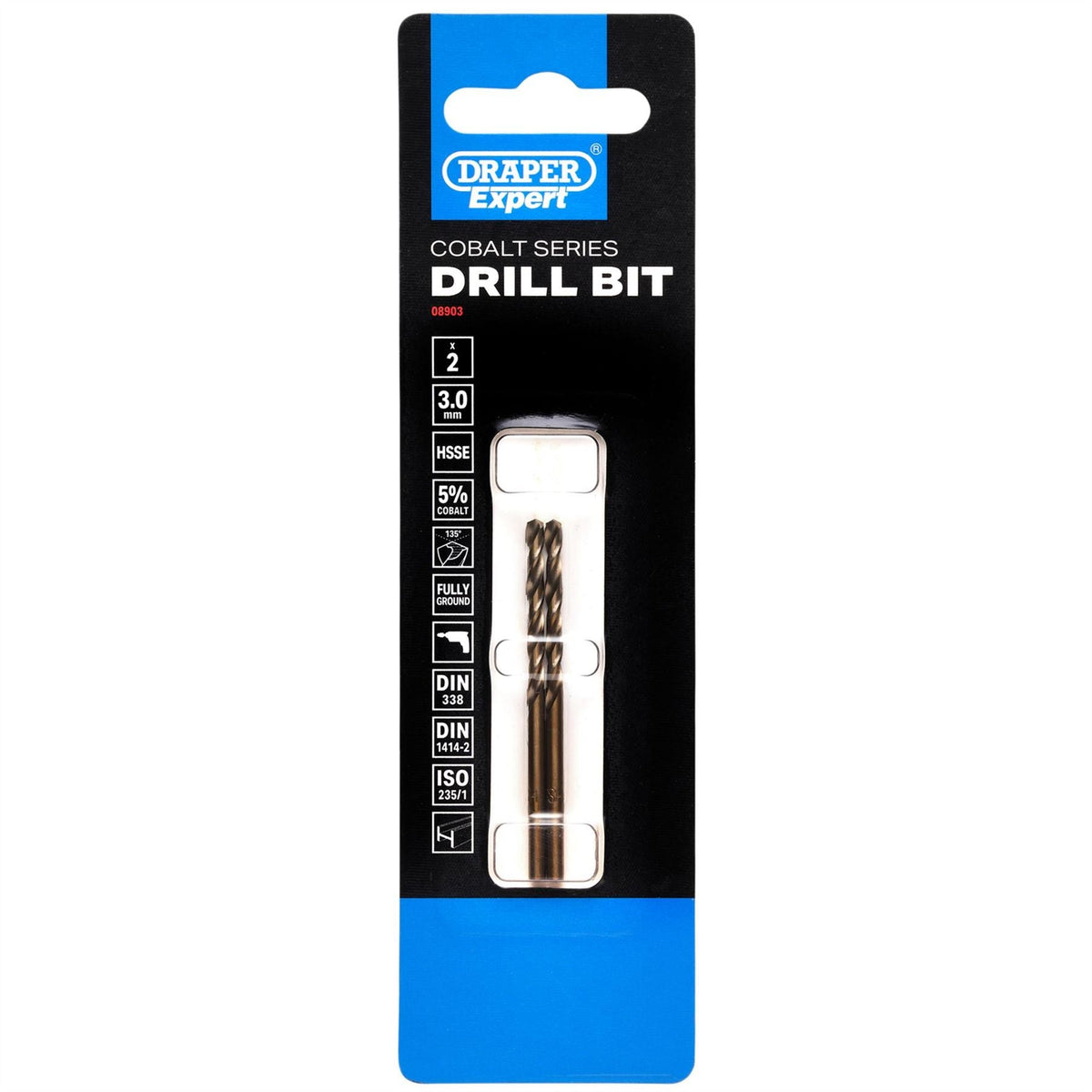 Draper Expert HSSE M35 Cobalt Drill Bit 3 x 61mm (Pack of 2) 08903  White Rose Tools