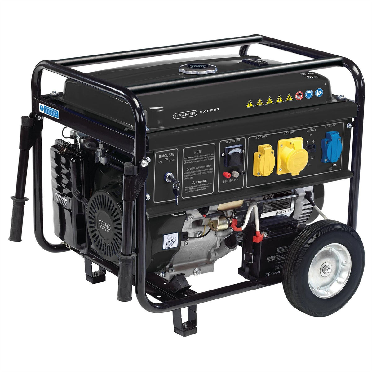 Draper Expert Petrol Generator with Wheels 6000W 16143  White Rose Tools