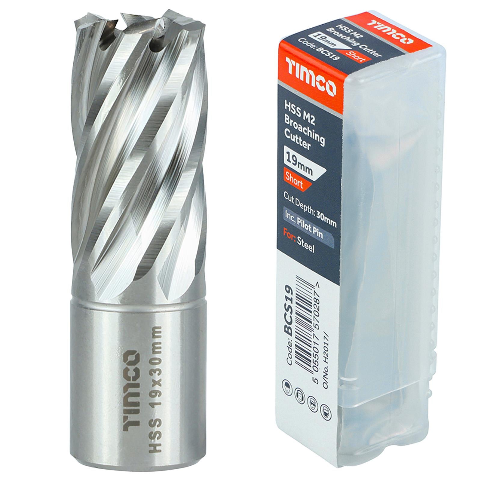 TIMCO Broaching Cutters M2 HSS Steel Mag Drill Bit and Replacement Pilot Pins - Choose Size