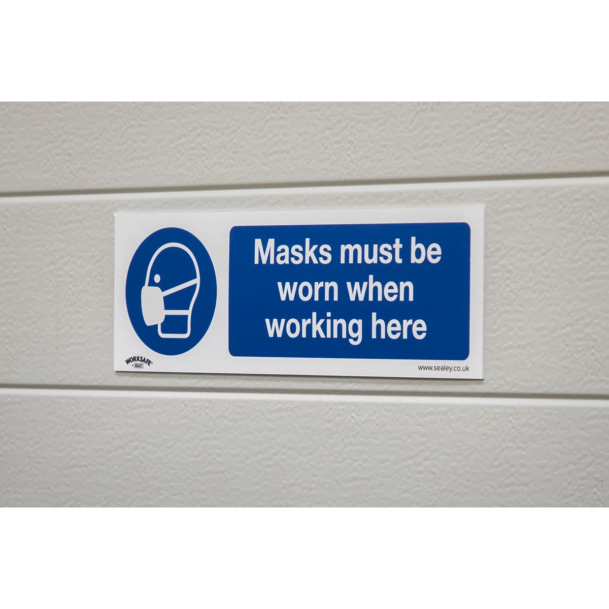 Worksafe by Sealey Mandatory Safety Sign - Masks Must Be Worn - Self-Adhesive Vinyl