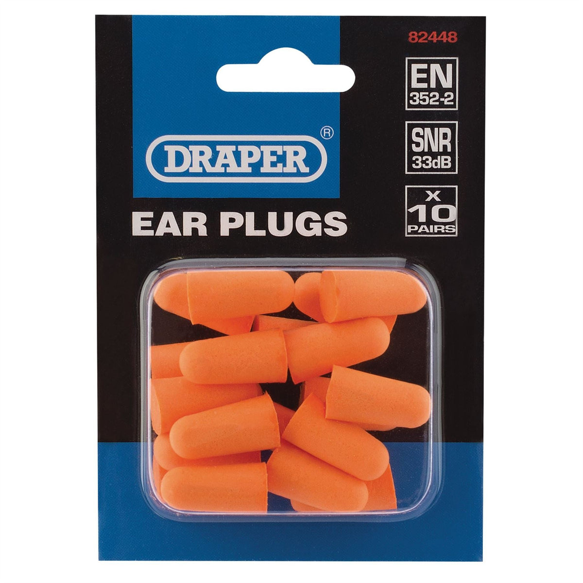 Draper Ear Plugs (Pack of 10 Pairs) 82448  White Rose Tools