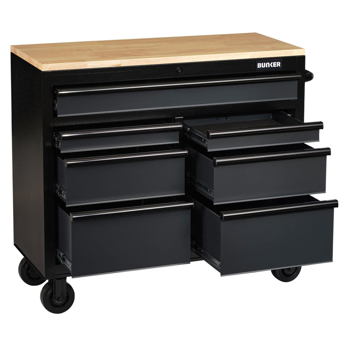 BUNKER 7 Drawer Workbench Roller Tool Cabinet 41" Grey 27207  White Rose Tools