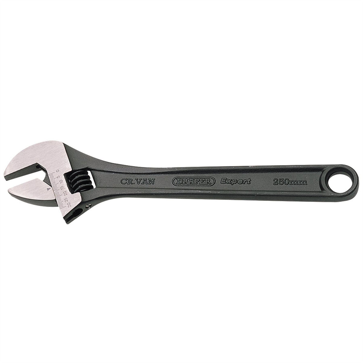 Draper Expert Crescent-Type Adjustable Wrench with Phosphate Finish 250mm 33mm 52681  White Rose Tools
