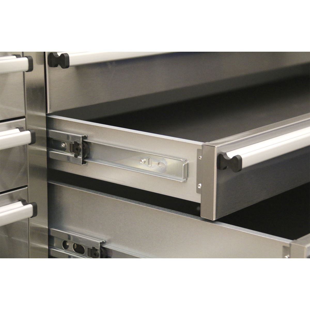 Sealey Premier Mobile Stainless Steel Tool Cabinet 10 Drawer with Backboard & 2 Wall Cupboards 