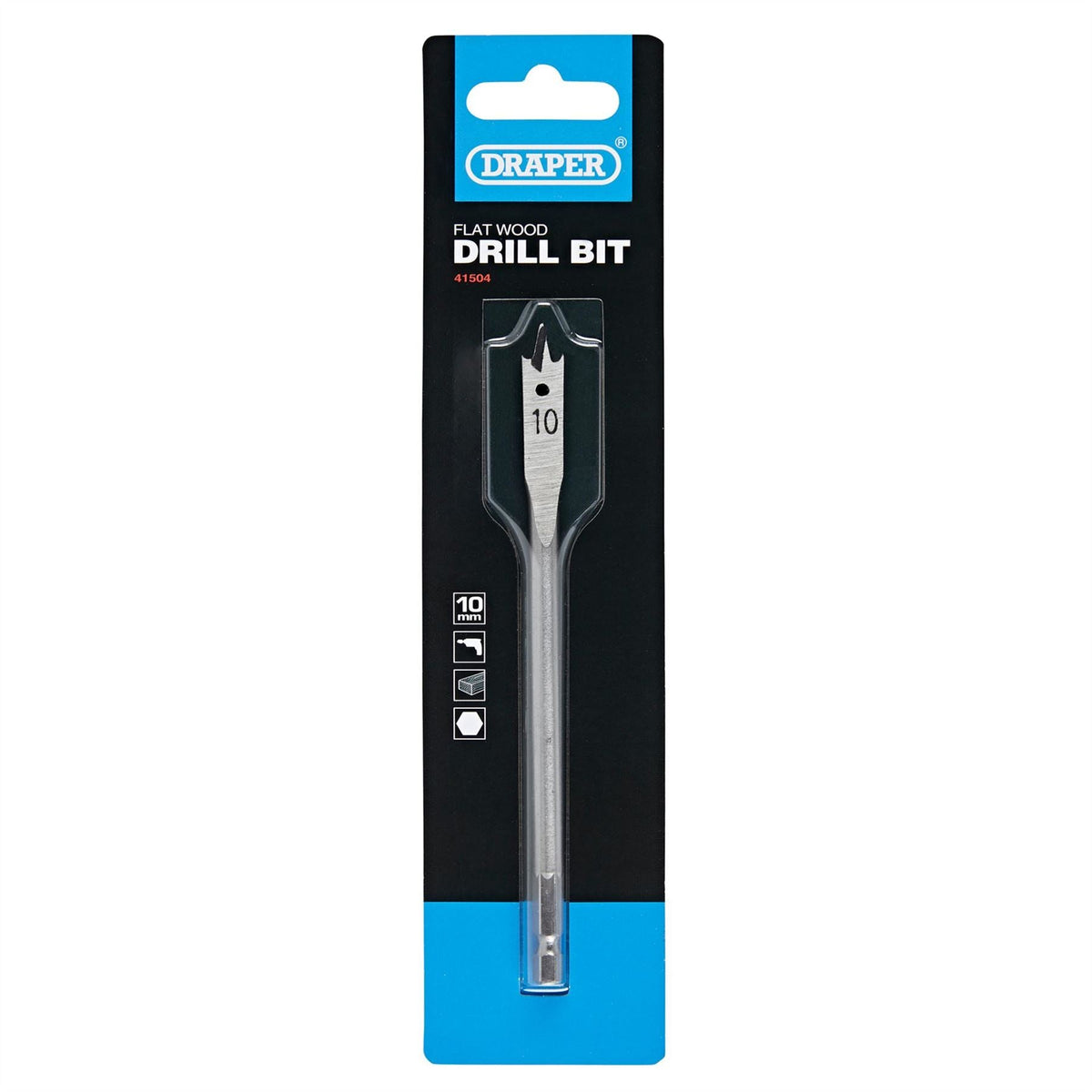Draper Flat Wood Drill Bit 10 x 152mm 41504  White Rose Tools